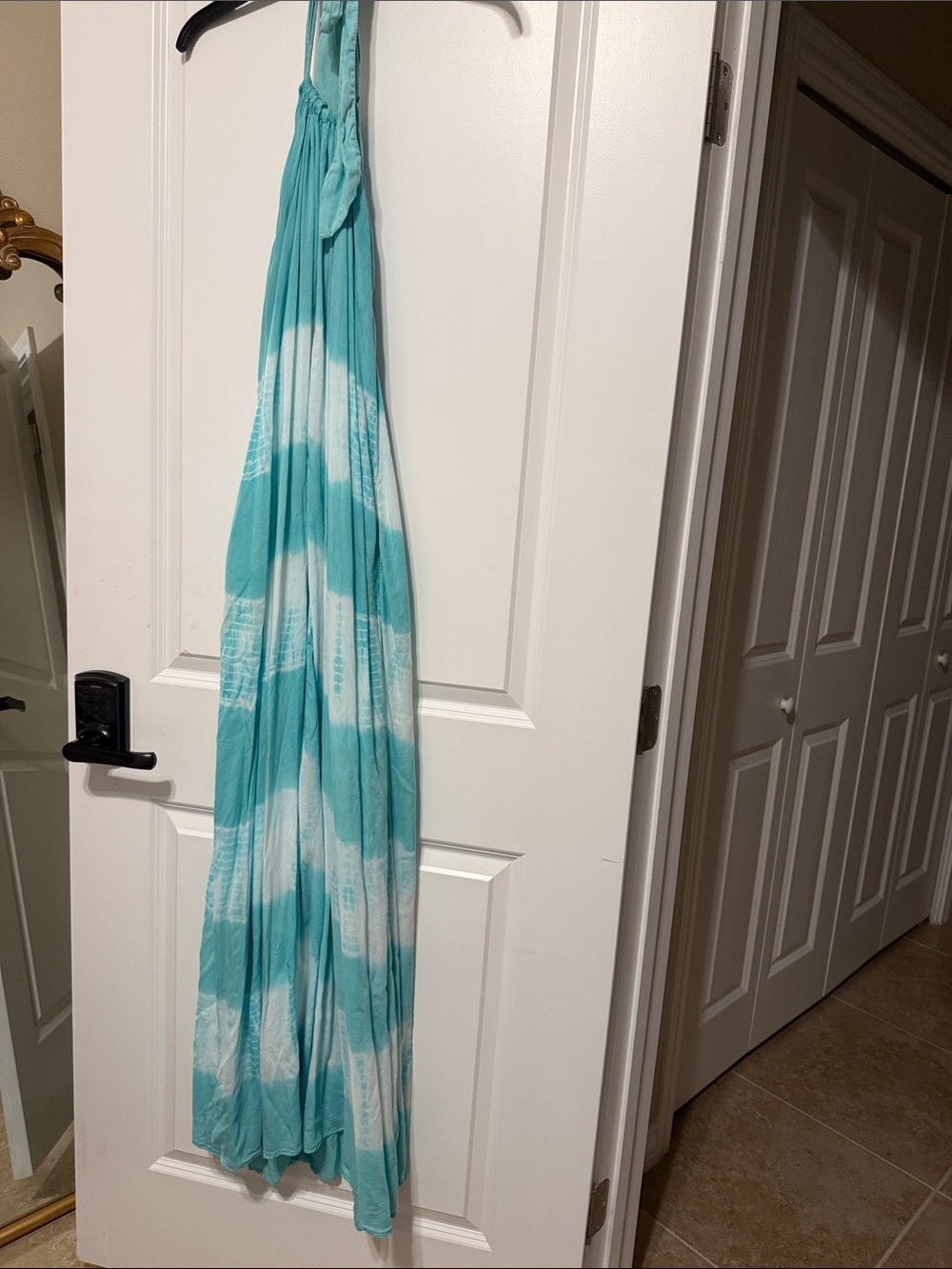 Elan Teal & White Tie-Dye Maxi Dress